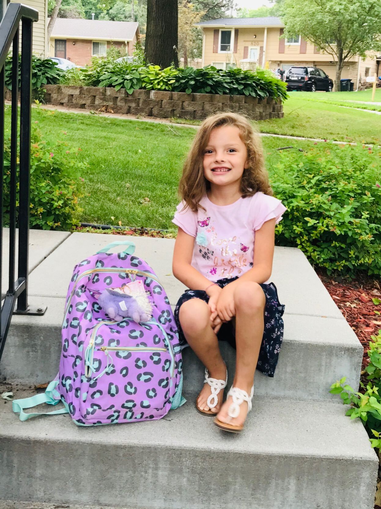 Paige Peters first day of first grade at Kahoa elementary
